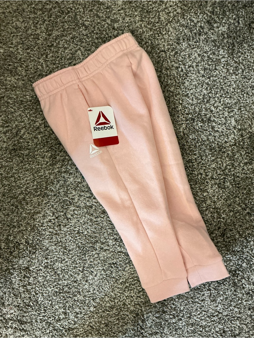 NWT Reebok Fleece Cuffed Jogger Sweatpants Light Pink Blush Size 2T